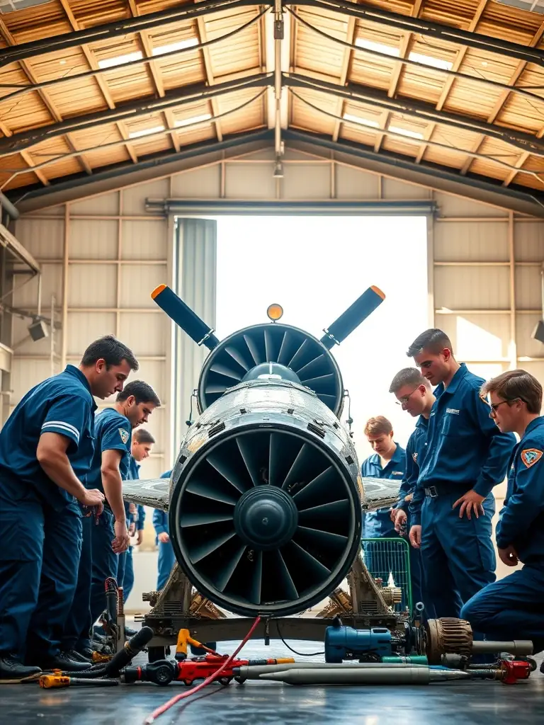 A vibrant photo of a group of young people and instructors gathered around a small training aircraft on a sunny airfield, with visible UNION AERONAUTIQUE DU CENTRE banners in the background.